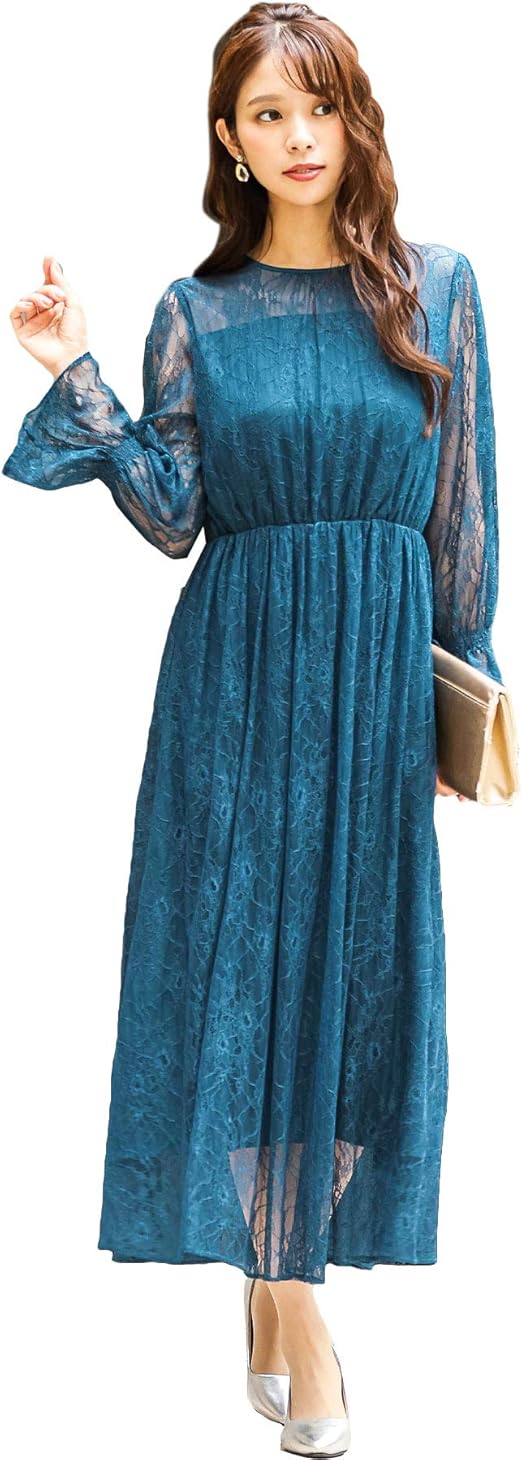 Amazon Co Jp ファッションレター Fashionletter 総チュールレースロングドレス 結婚式 お呼ばれワンピース パーティードレス 服 ファッション小物