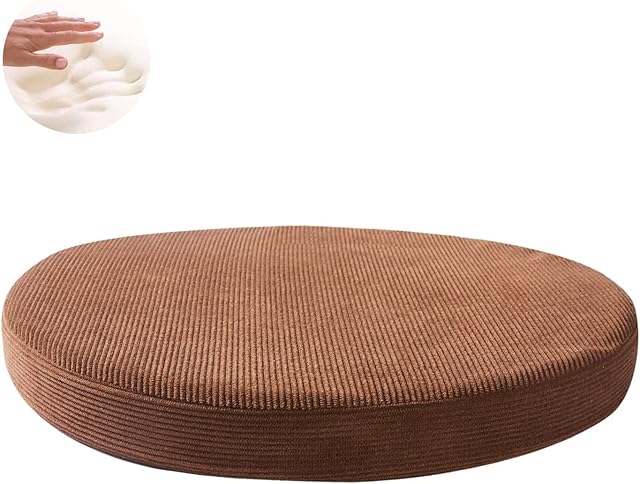 Big Hippo Chair Cushion, Round Seat Cushions for Chairs Memory Foam Chair Pads Padded Round Chair Cushions Fit for Home, Kitchen, Office, Car (Brown)