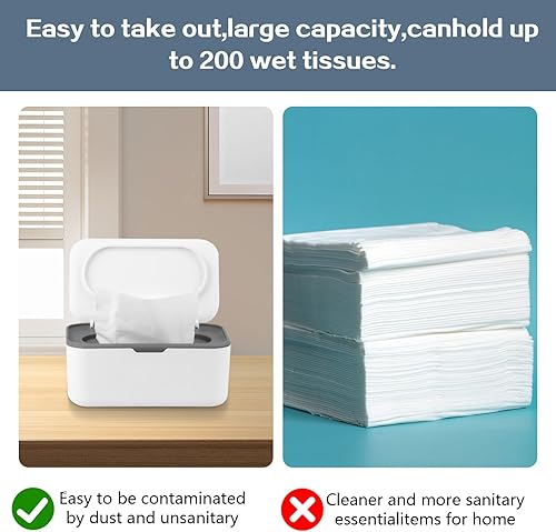 Miniatura 5 de 2 dispensadores de toallitas para bebé, soporte para toallitas para bebés y adultos, mantiene el tejido húmedo fresco, funda para toallitas fáciles