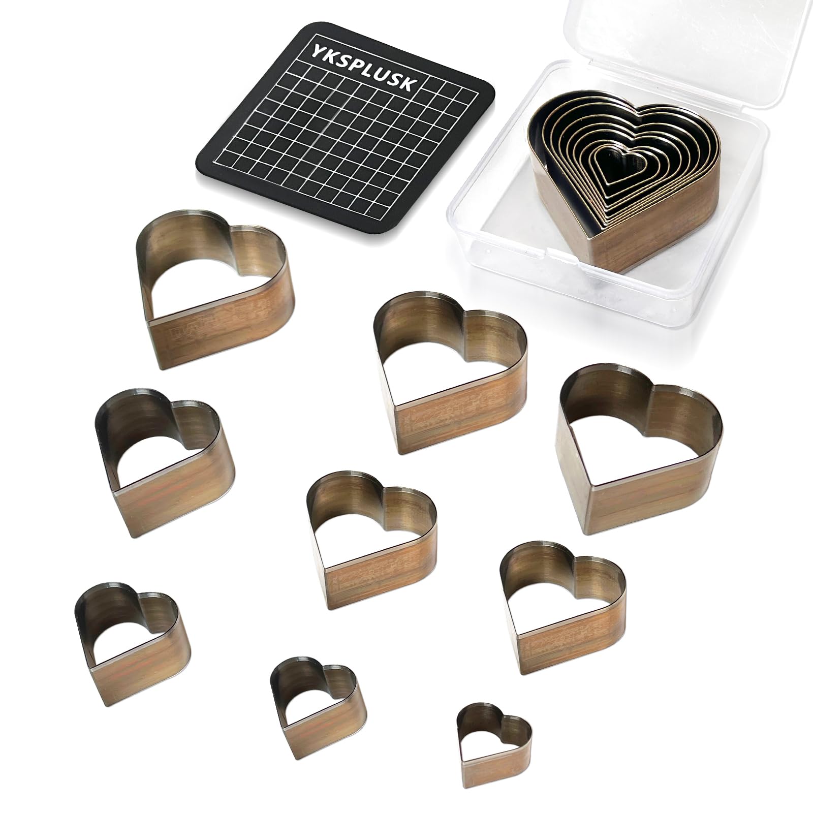 9 Pcs Leather Hole Cutter Tool Set, 9 Sizes Heart Shape Cutter Tools High Carbon Steel, Leather Cutting Dies Kit for DIY Leathercraft, Leather Hollow Punching with Plastic Box