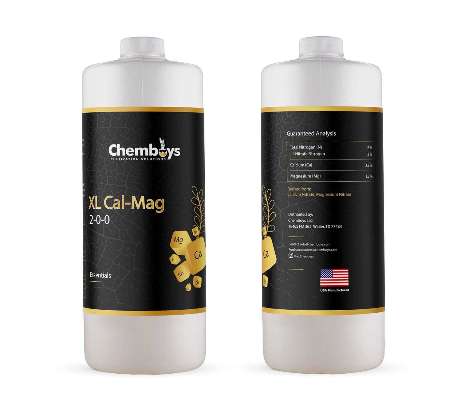 Chemboys XL Cal-Mag Plant Supplement, 2-0-0 – Calcium & Magnesium Liquid Fertilizer Plant Nutrients for Vegetables, Hydroponics, Coco Coir, Fruits – Indoor & Outdoor Use, Made in USA - 4 fl oz