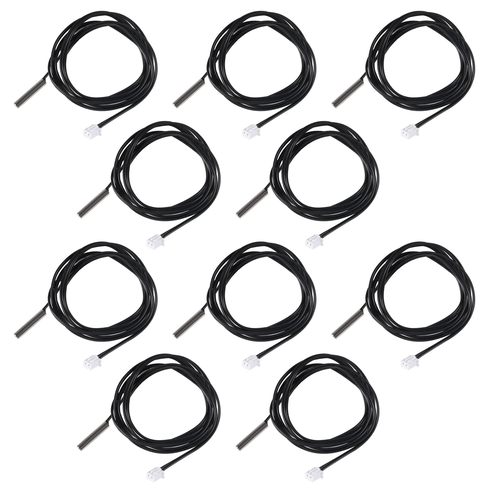 DIANN 10pcs 10K NTC Temperature Sensor Probe 3950 Waterproof Temp Sensor Probe Stainless Steel Temp Sensor Probe 1 Meter Extension Cable