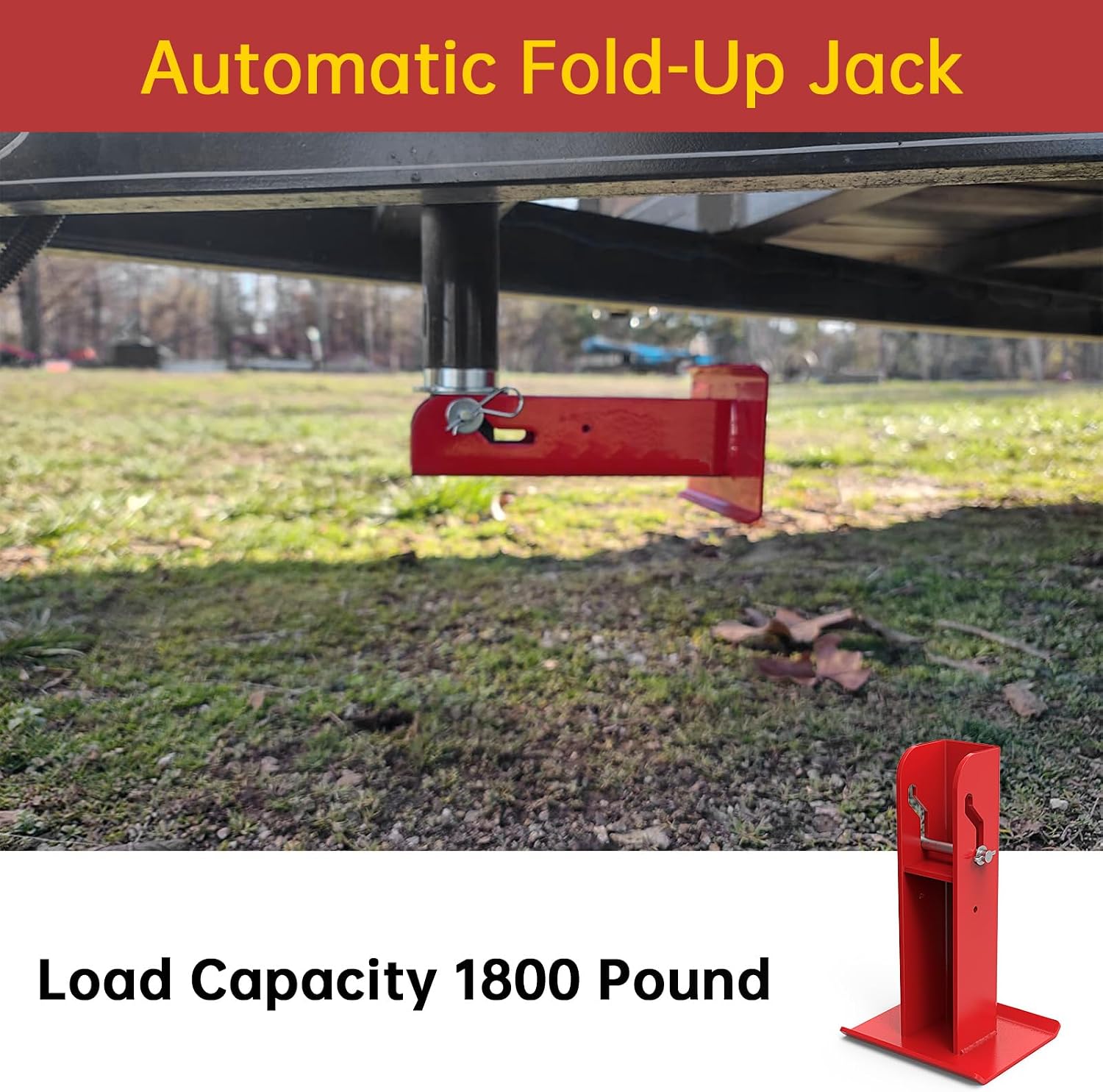 6'' Trailer Tongue Automatic Fold-Up Jack Foot Plate for 2-1/4" Jacks 2 Inch Inner Jack Tube for ATV/Snowmobile V·Nose Trailer