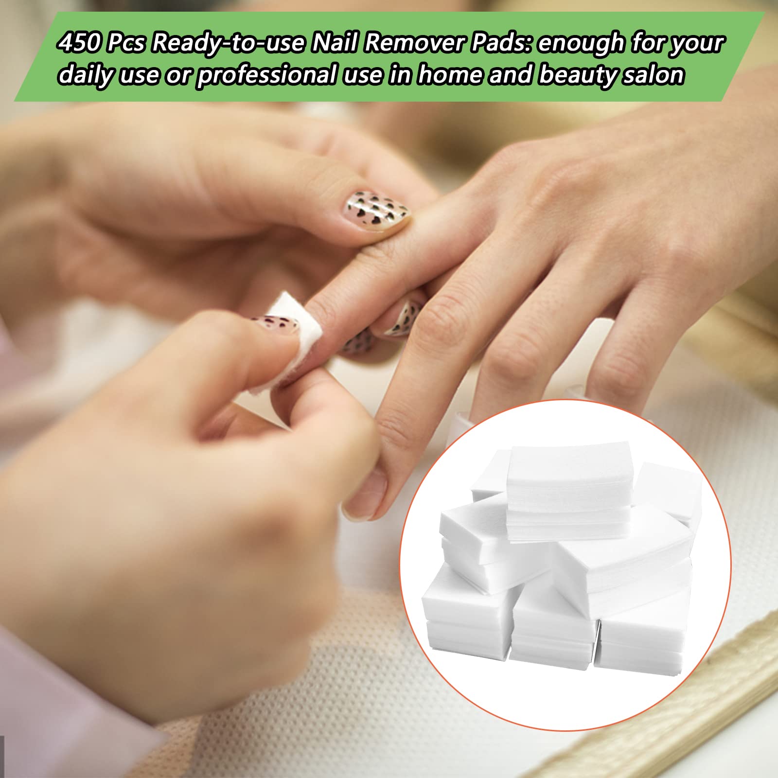 450 Pezzi Dischetti di Cotone per Unghie Gel, Salviette per Senza per Unghie, Tamponi di Pulire Nail, Pad Unghie Senza Pelucchi per Rimuovere Smalto e Gel, Ideali per Uso Professionale e Domestico