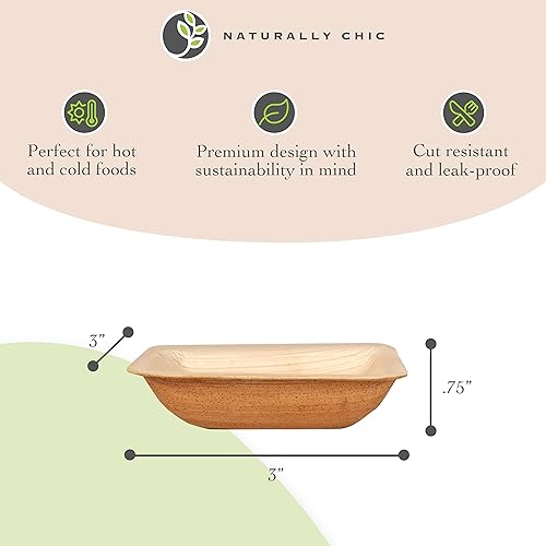 Miniatura 6 de Paquete de muestra de hoja de palmera incluye cuencos de inmersión de 2.5 y 3 pulgadas, platos redondos y cuadrados de 6 pulgadas, platos de bambú