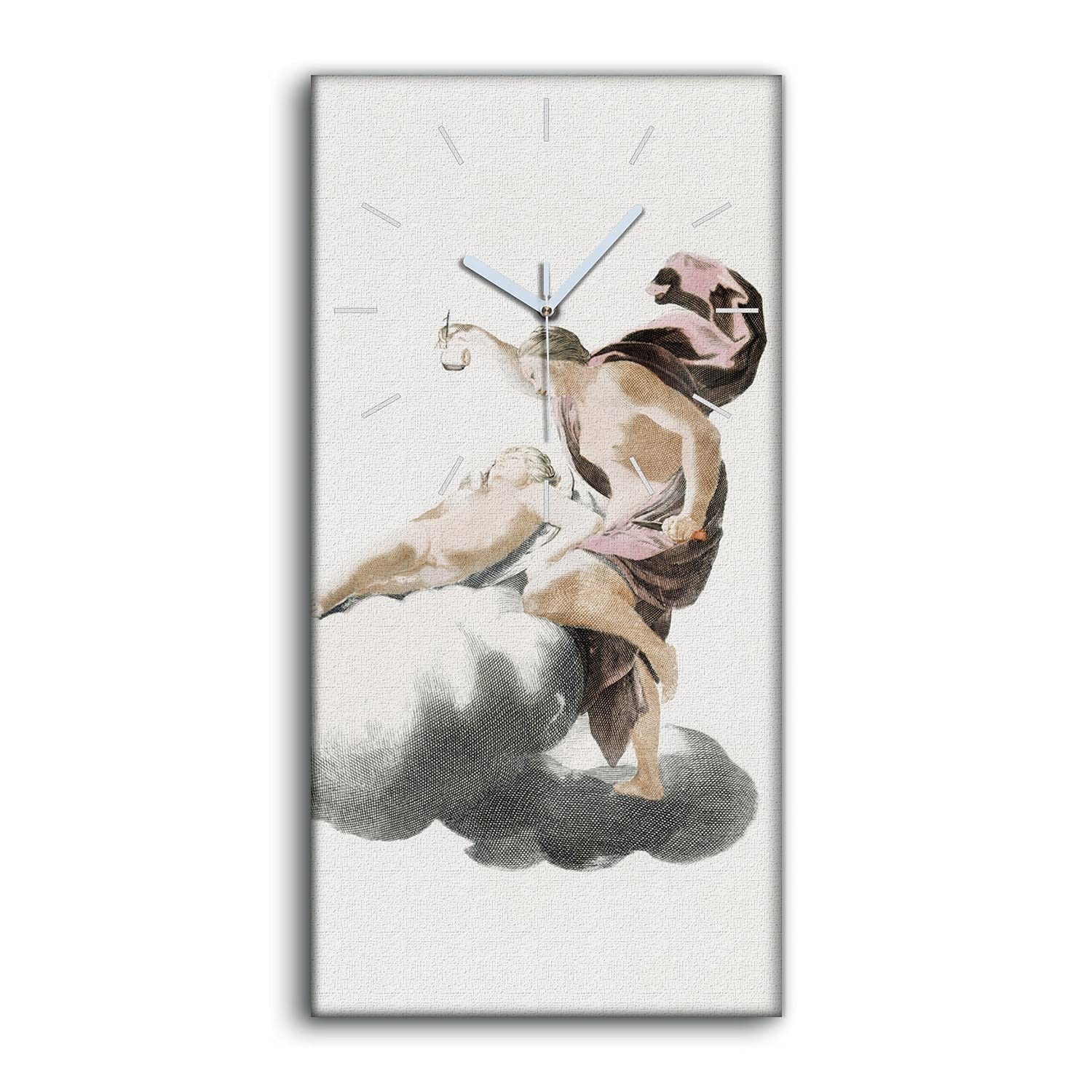Horloge sur toile silencieuse sans tic-tac 30x60cm motif ange pour un sommeil paisible