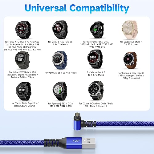 Miniatura 7 de sweguard Garmin - Cable cargador de reloj de 4 pies para Garmin Approach S10 S12 S40 S42 S60 S62 S70 Cable de carga de repuesto para Smartwatch