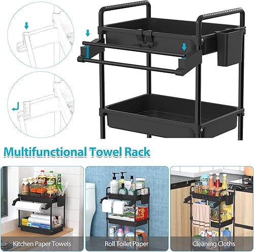 Miniatura 2 de SPACEKEEPER Carrito de almacenamiento rodante, organizador de almacenamiento de baño de 5 niveles, organizador de lavandería, unidad móvil