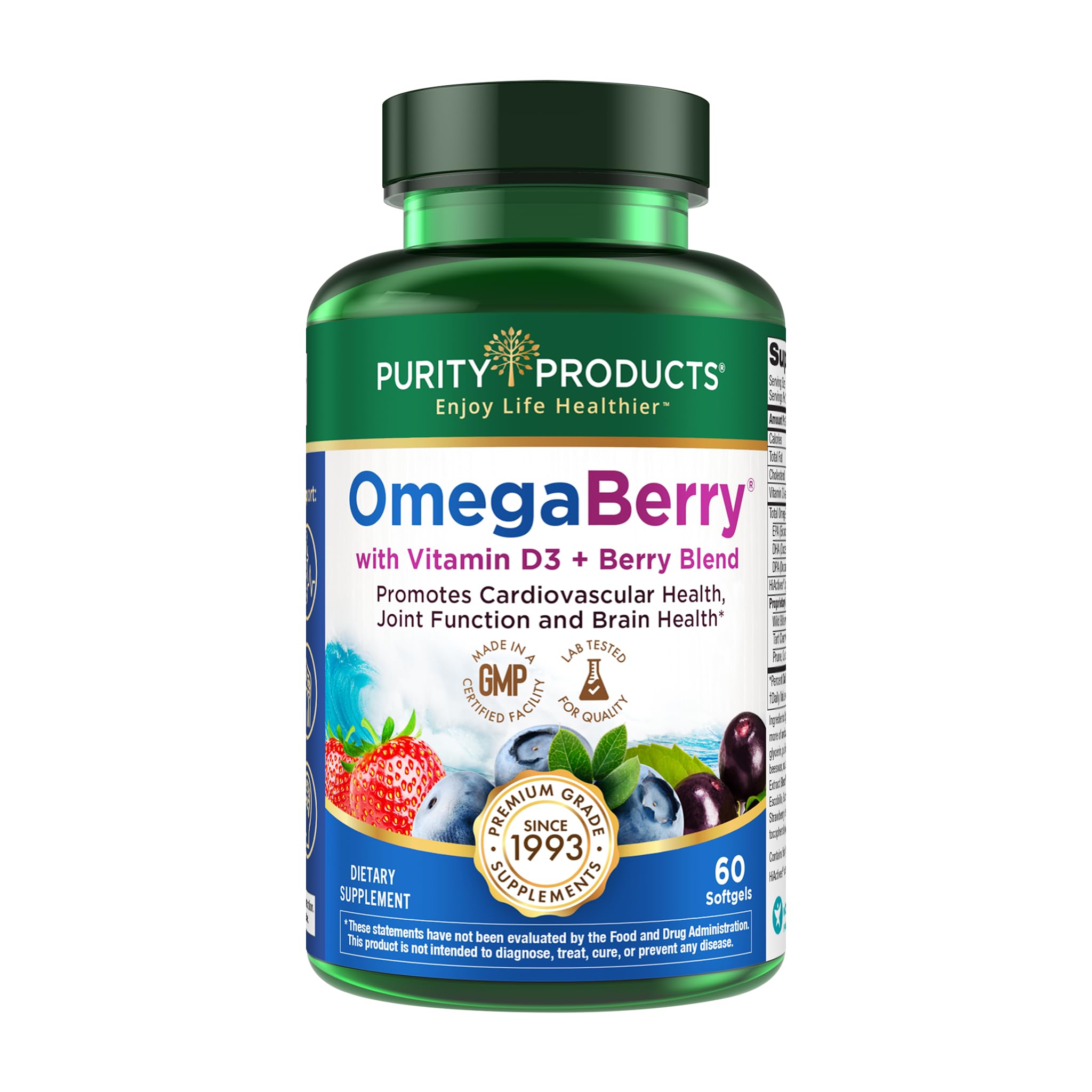Purity Products OmegaBerry Fish Oil with Vitamin D3 and Organic Acai