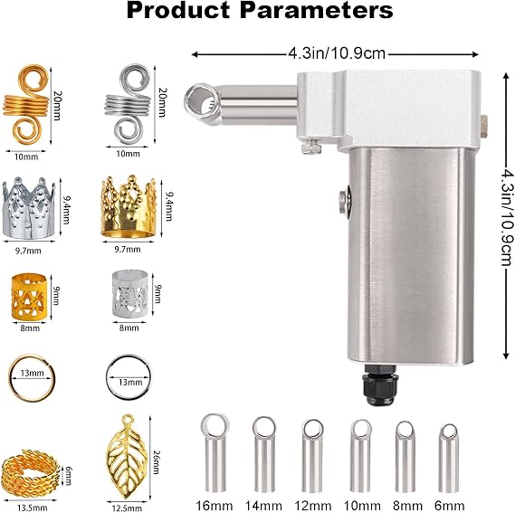 Portable Dreadlocks Machine(6-16mm), Automatic Instant Loc Machine - Fast Braiding + Powerful Motor + Mizi Size, Electric Hair Extension Tool for DIY Dreadlocks Style