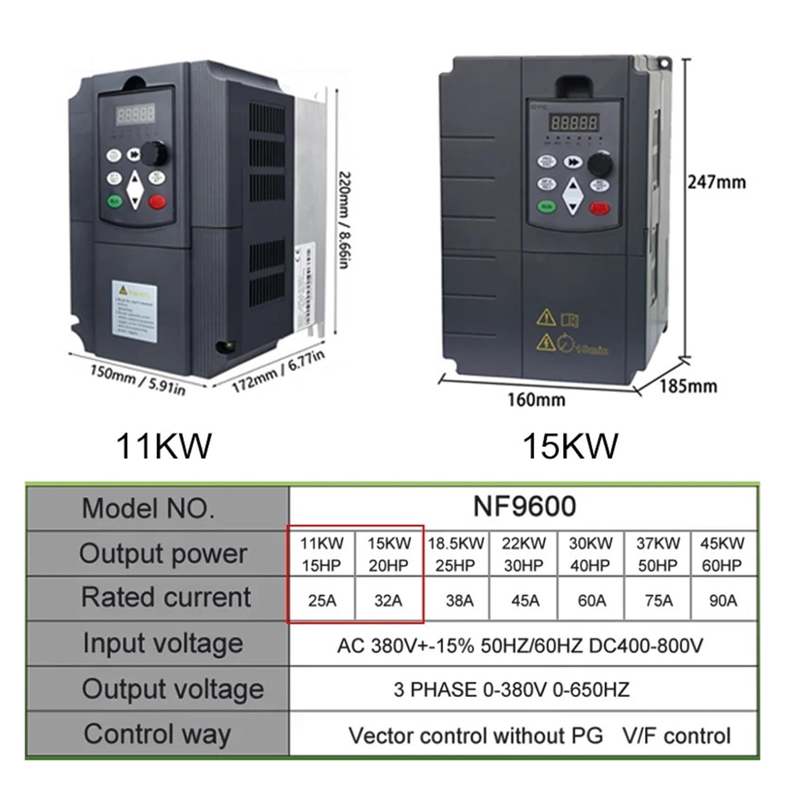 11kw/15kw/22kw/30kw/45kw avec contrôle MPPT Pompe à Eau Solaire VFD Onduleur Solaire photovoltaïque Convertisseur triphasé CC à CA 380v(11kw15HP)