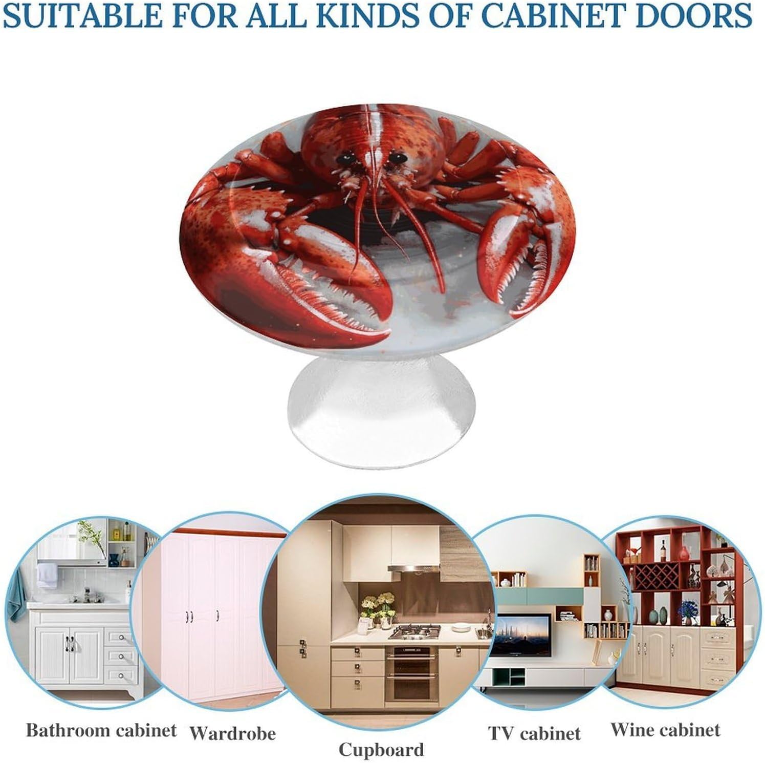 2 Pack Lobster Cabinet Knobs Round Drawer Pulls image 3