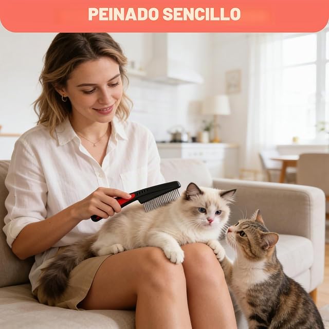 Foto 5 de 7 de 2 Pcs Peine Piojos para Perros y Gatos, Acero Inoxidable