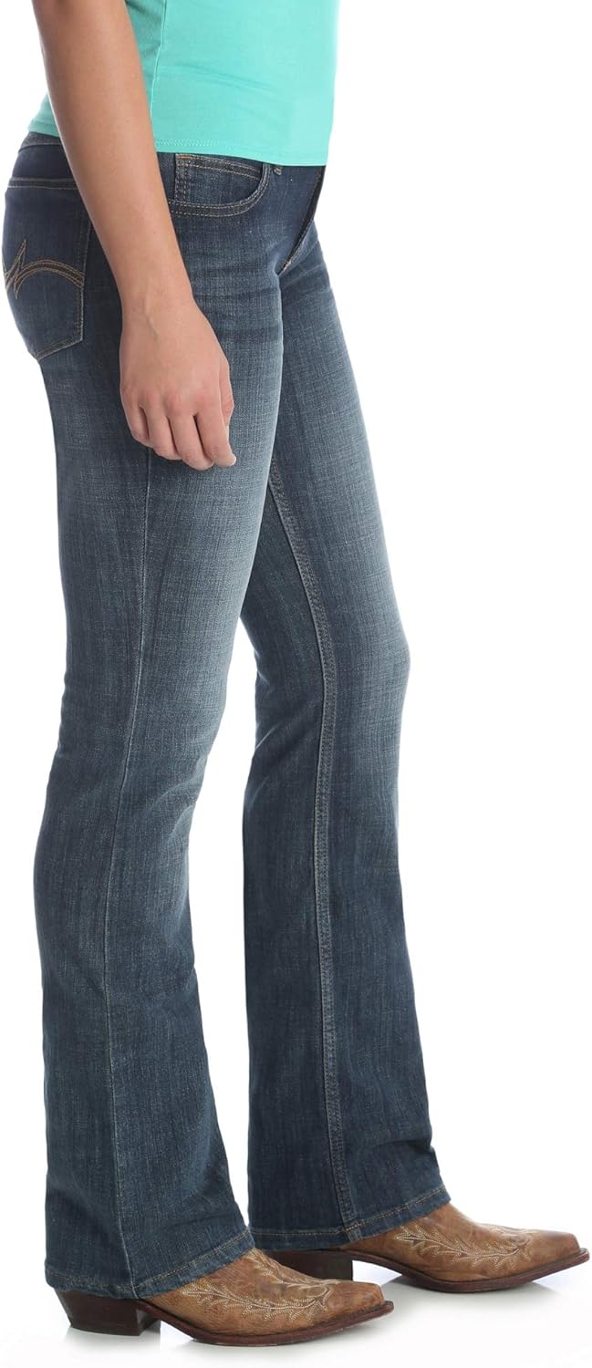 Wrangler Women's Western Mid Rise Stretch Boot Cut Jean 0-32 Mid Wash