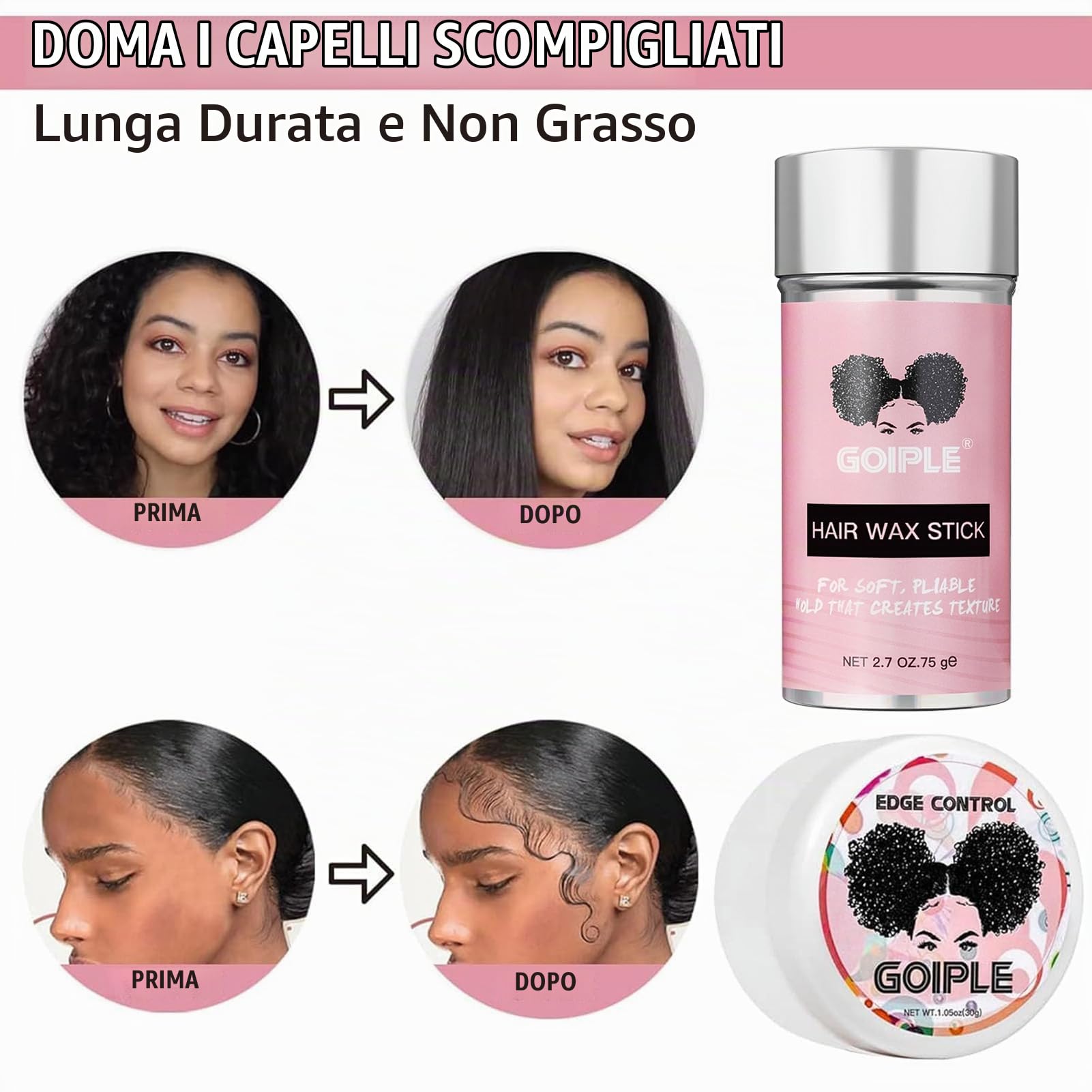 WOZUTUNT Colla Per Parrucche Colla Per Protesi Capelli, Tenuta Forte Colla Per Capelli Per Parrucche, Fascia Per Parrucche, Bastoncino Di Cera Per Capelli, Spazzola Per Bordi Edge Control
