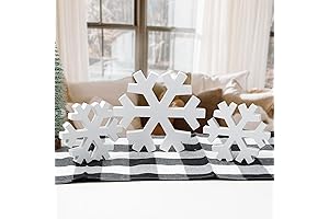 Snowflake Christmas Decorations - 3 PCS Wood Snowflake Winter Ornaments