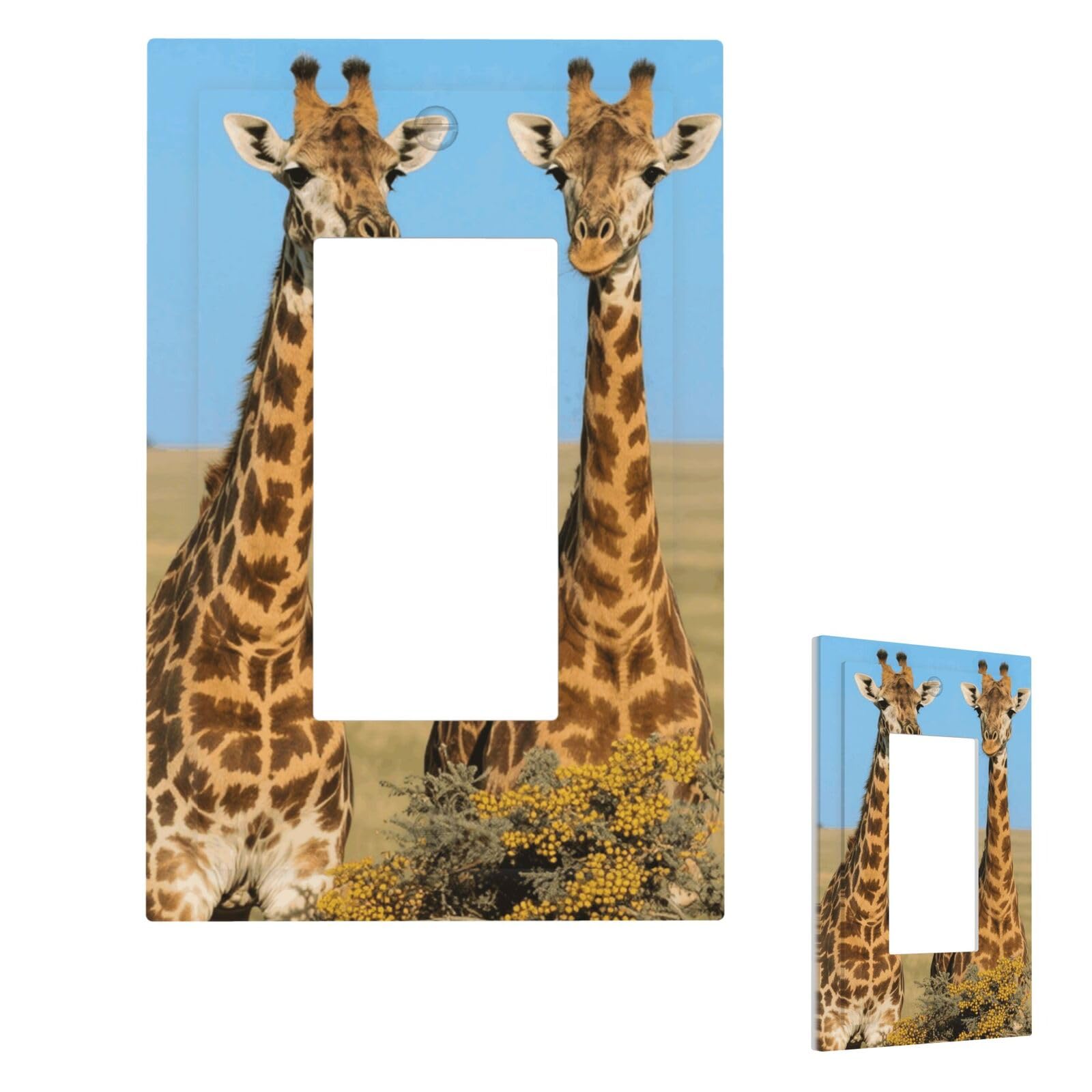 Two Giraffes Wall Plate Cover Modern Decorative 1 Gang Light Switch Cover Unbreakable Receptacle Outlet Covers For Living Room Bedroom Home Decor 1 Gang
