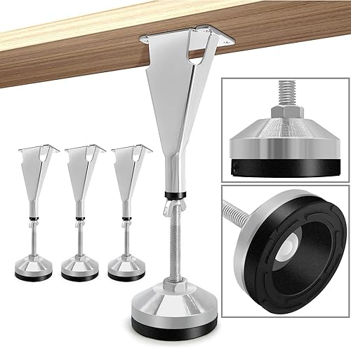 Miniatura 9 de 2 patas de soporte de listones para marco de cama, patas centrales de cama de acero, pies de soporte de altura ajustable de alta resistencia,