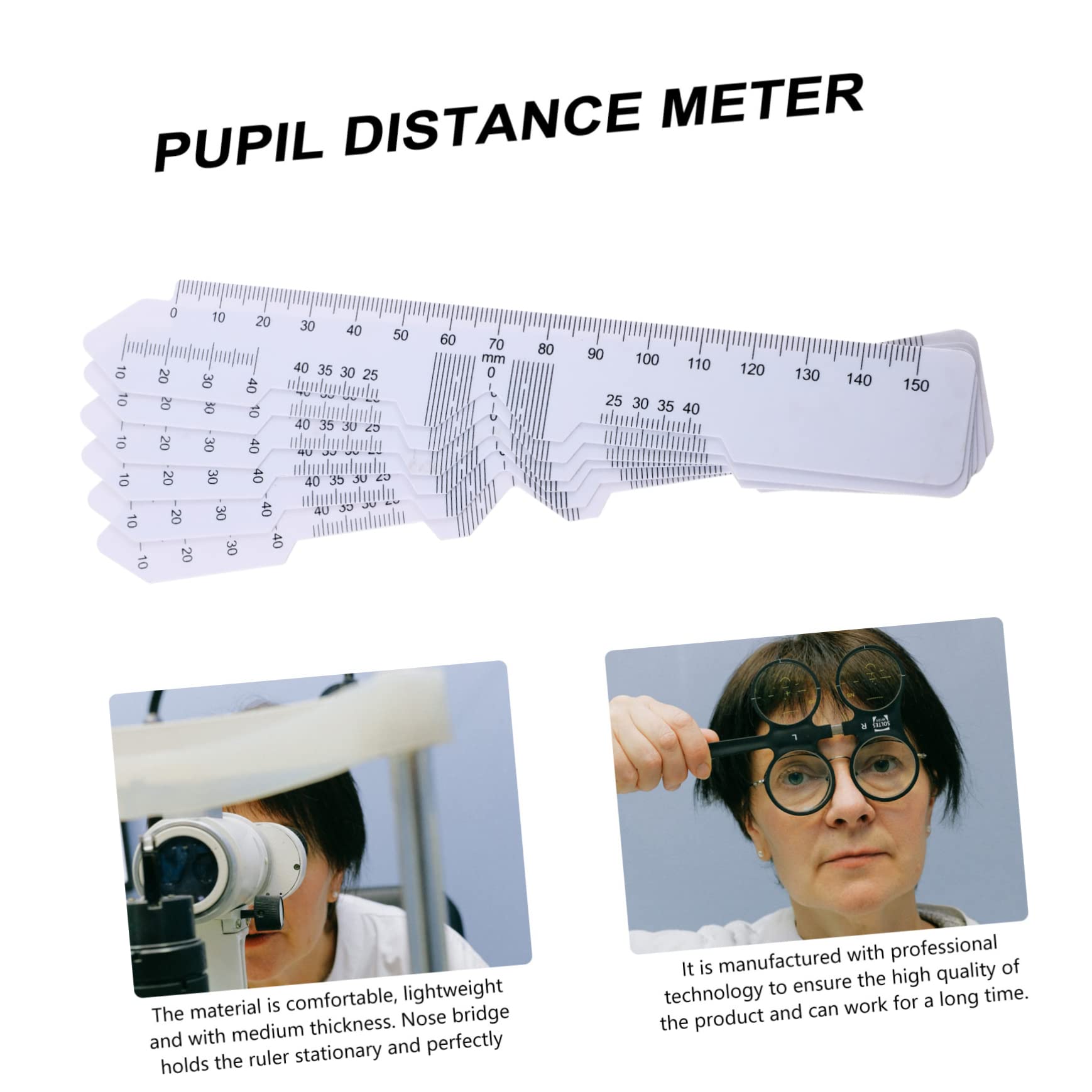 TOPBATHY Regla De Medición De Distancia De Plástico De Herramienta Oftálmica Para Medición Precisa Gafas 6 Piezas X 4