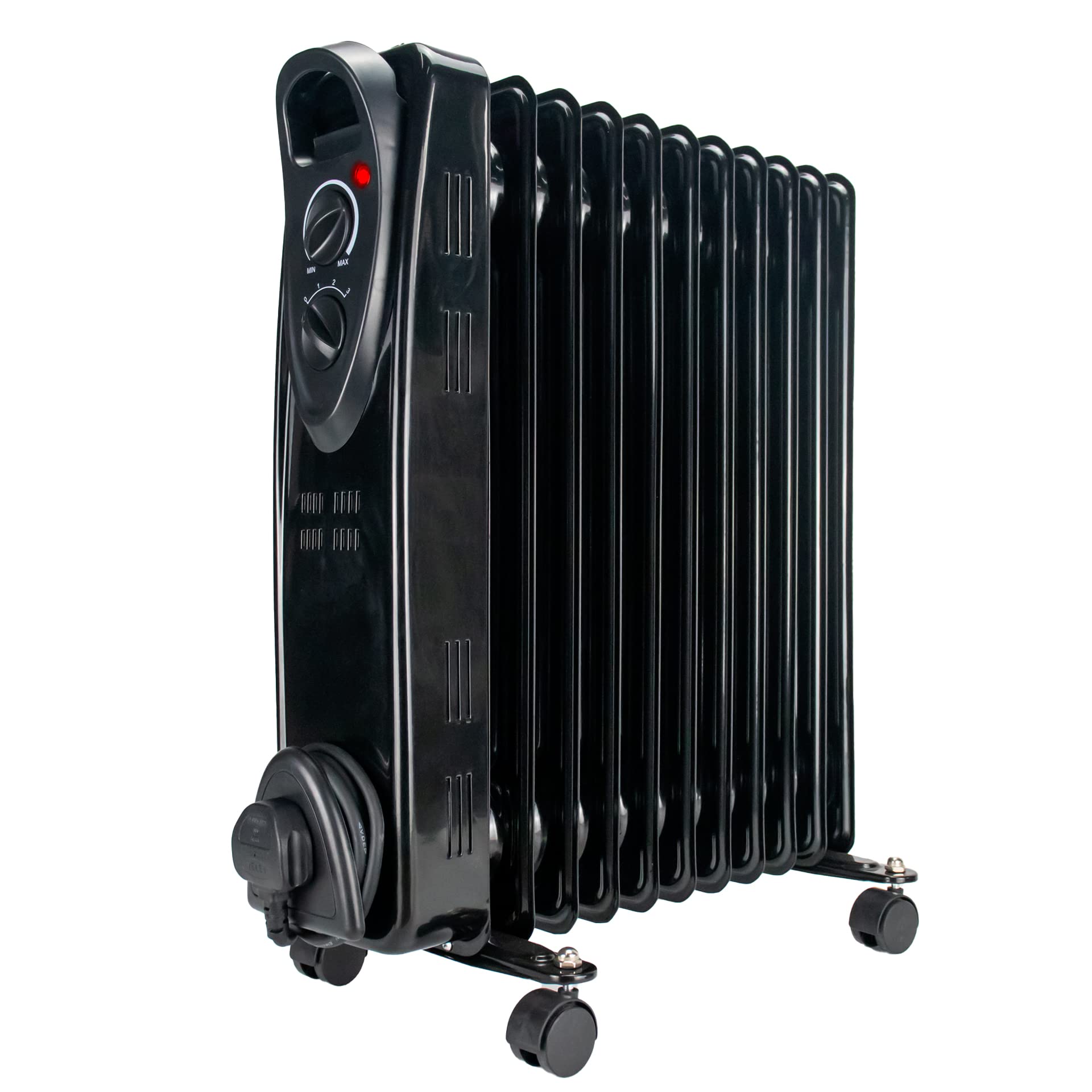 OIL Filled Radiator Heater 11 Fin Black Electric 2.5KW Free Standing Portable Oil Radiator with Thermostat - 3 Heater Settings, Built in Safety Features