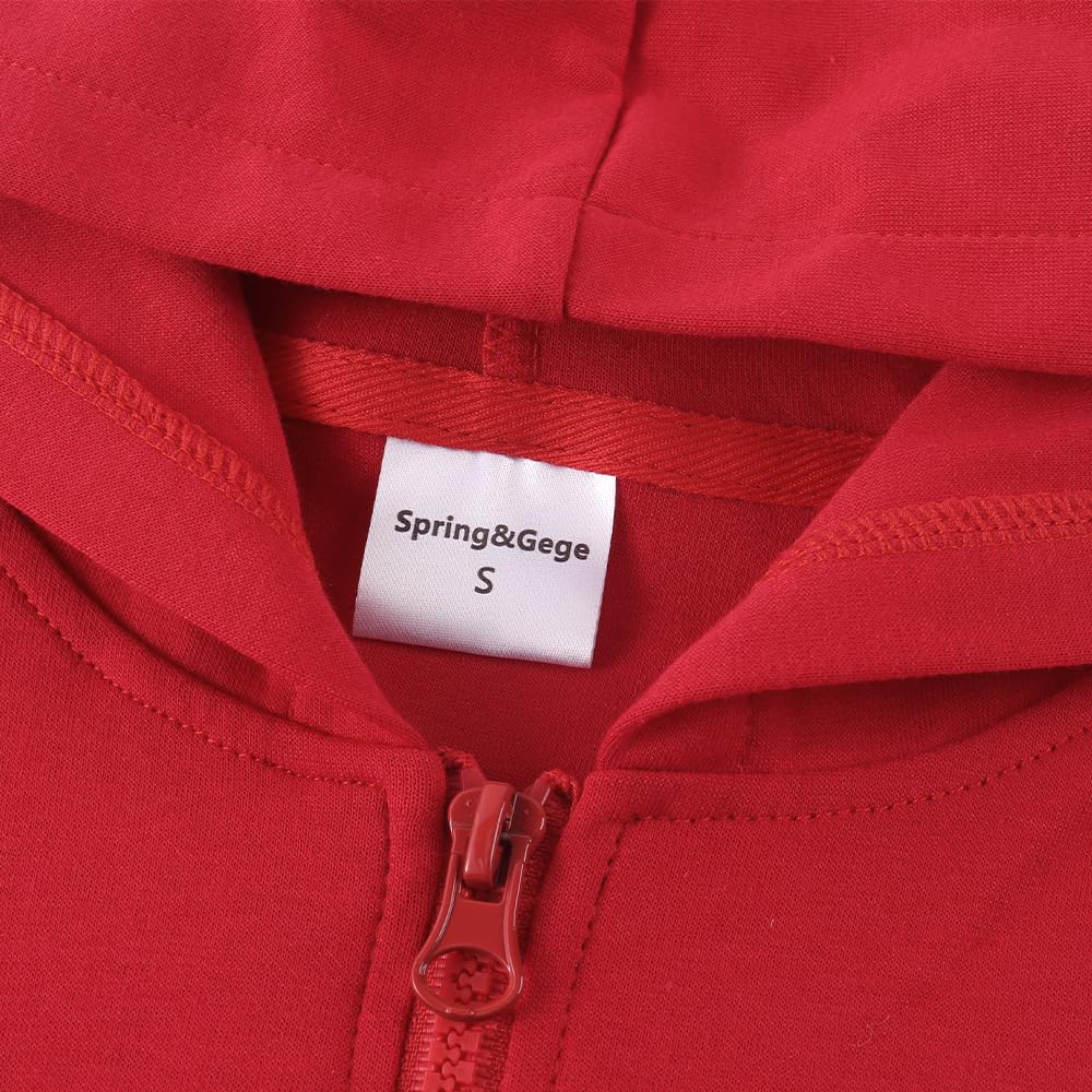 Spring&Gege Sudadera ligera de manga larga con capucha y cremallera completa para niños (5-14 años)