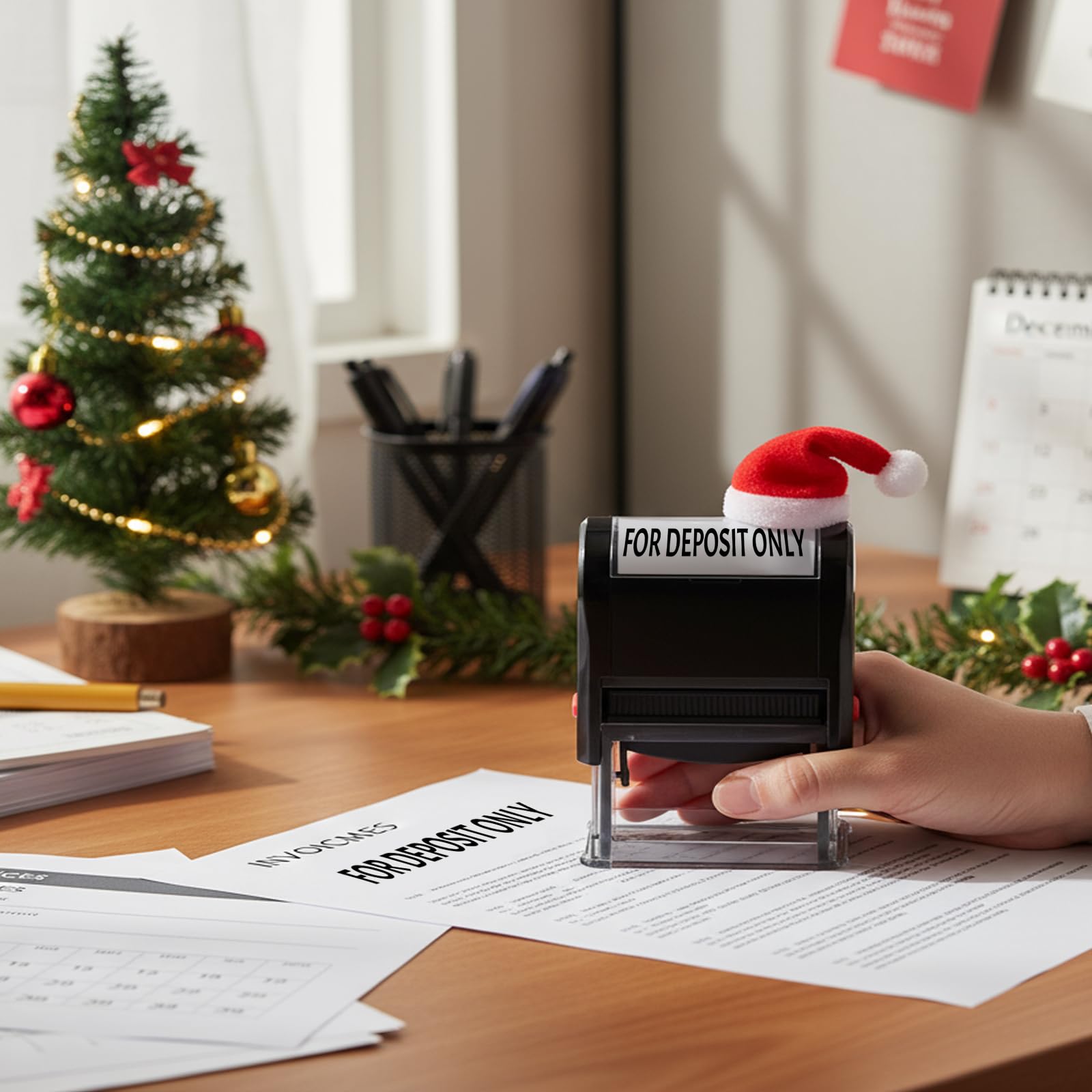 Solo per deposito Francobolli autoinchiostranti per forniture aziendali Francobolli bancari per deposito Solo timbri in gomma personalizzati per deposito solo francobolli per assegni, nero