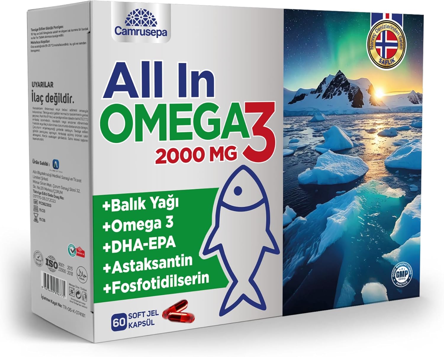 All in Omega-3 – Triglyceride Softgel Capsules for EPA & DHA, Astaxanthin & Phosphatidylserine – Supports Heart, Brain, Joint – 60 Softgels