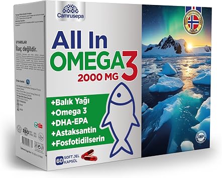 All in Omega-3 Triglyceride Softgel Capsules for EPA & DHA, Astaxanthin & Phosphatidylserine Supports Heart, Brain, Joint 60 Softgels