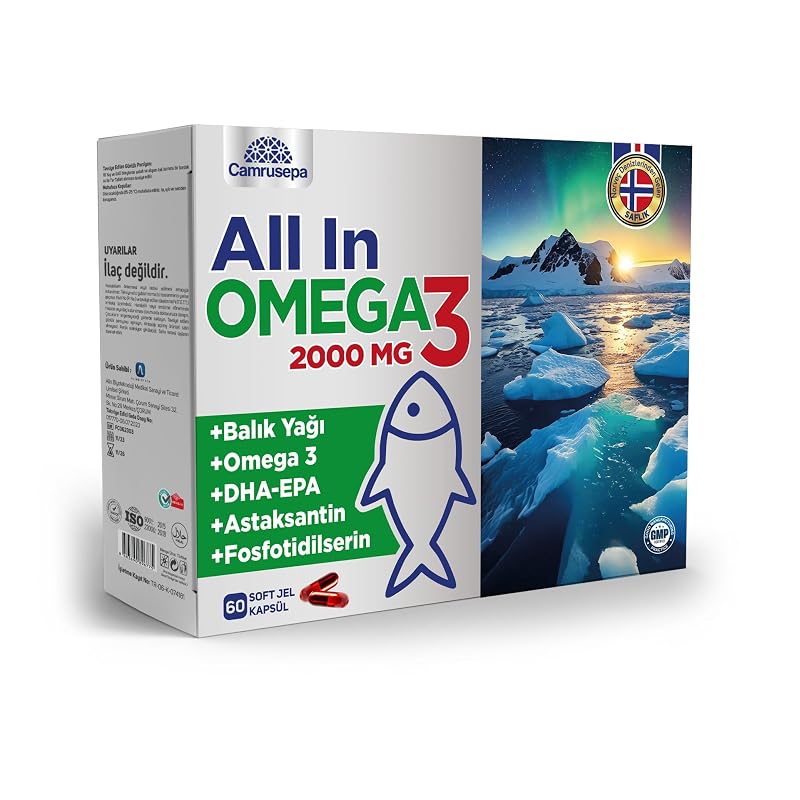 Camrusepa Ômega-3 em Cápsulas Softgel de Triglicerídeos com EPA, DHA, Astaxantina e Fosfatidilserina — 60 cápsulas