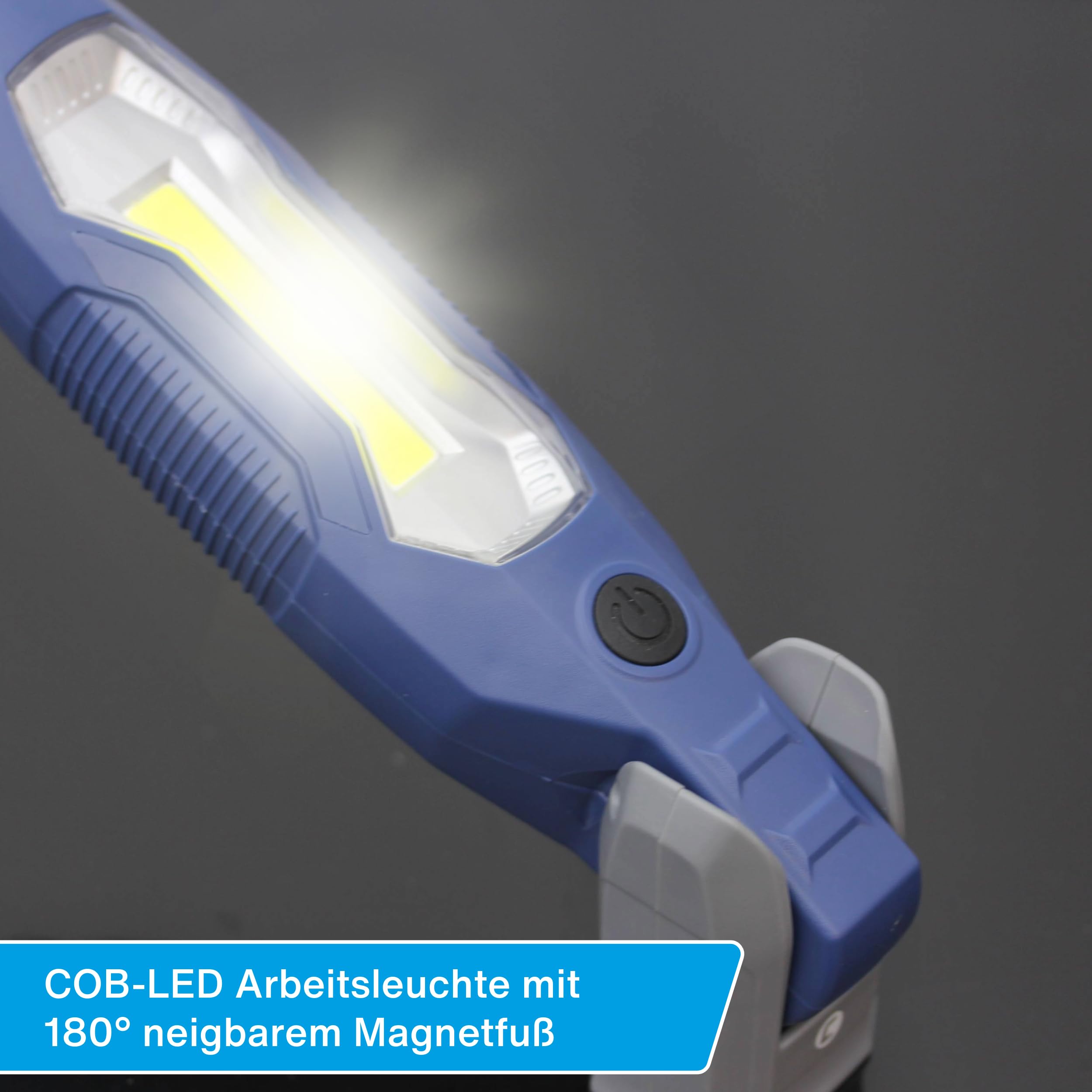 cartrend Lampa warsztatowa LED, wysoka jasność, 600 lumenów, światło powierzchniowe, akumulator 2600 mAh, trzy tryby oświetlenia, hak obrotowy 360°, wytrzymała obudowa ABS