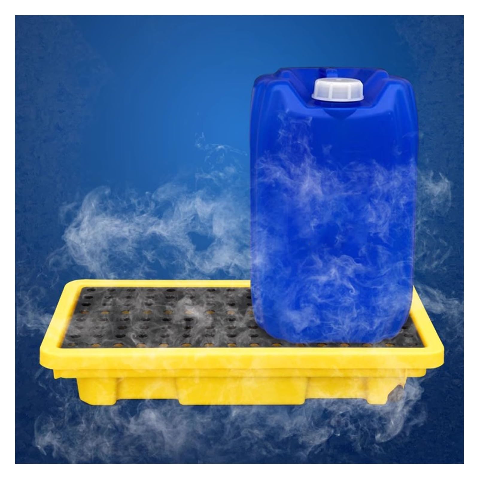 Bac de rétention des déversements empilable pour fûts - Plateforme de stockage de produits chimiques étanche, idéale pour la gestion des déchets, noir et jaune, 66 x 66 x 15 cm - Solution sû