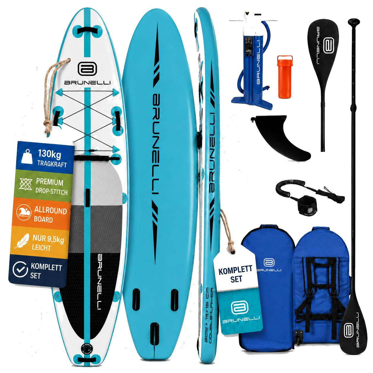 Brunelli 10.0 Premium SUP Board Stand Up Paddle iSUP Kayak Remo y Correa 305 cm