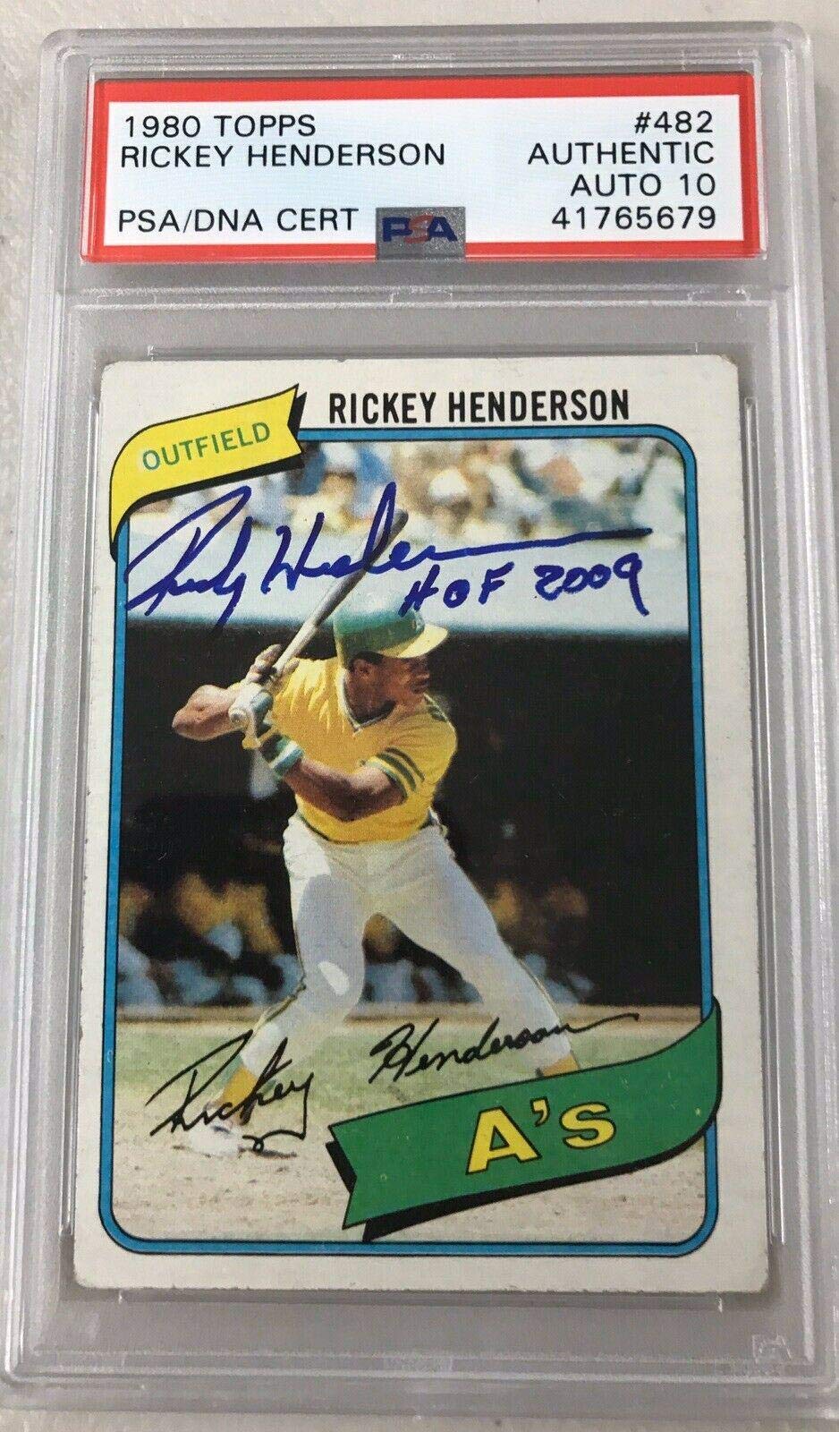 Rickey Henderson signed 1980 Topps #482 Autograph PSA/DNA 10 HOF