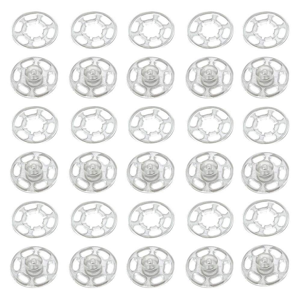 Lankater 50pcs Plastic Snap Fasteners, Invisible Sewing on Snap Buttons Kit, 15mm Fasteners for Shirts, Clothing, Baby Bibs