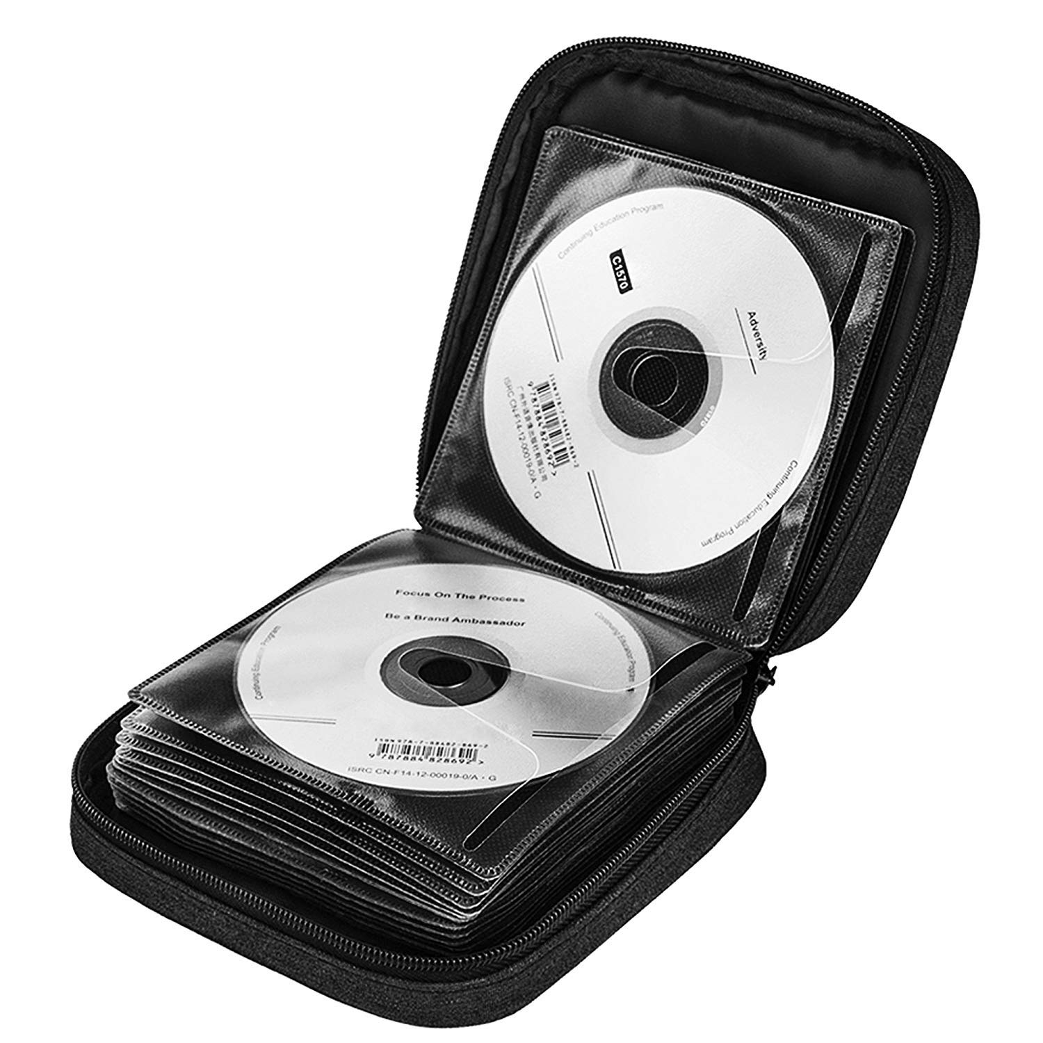 Simboom Rangement Pochette Etui pour 32 CD / DVD Stockage Boite Classeur Range 32 Disc CD DVD Sac Sacoche -Noir