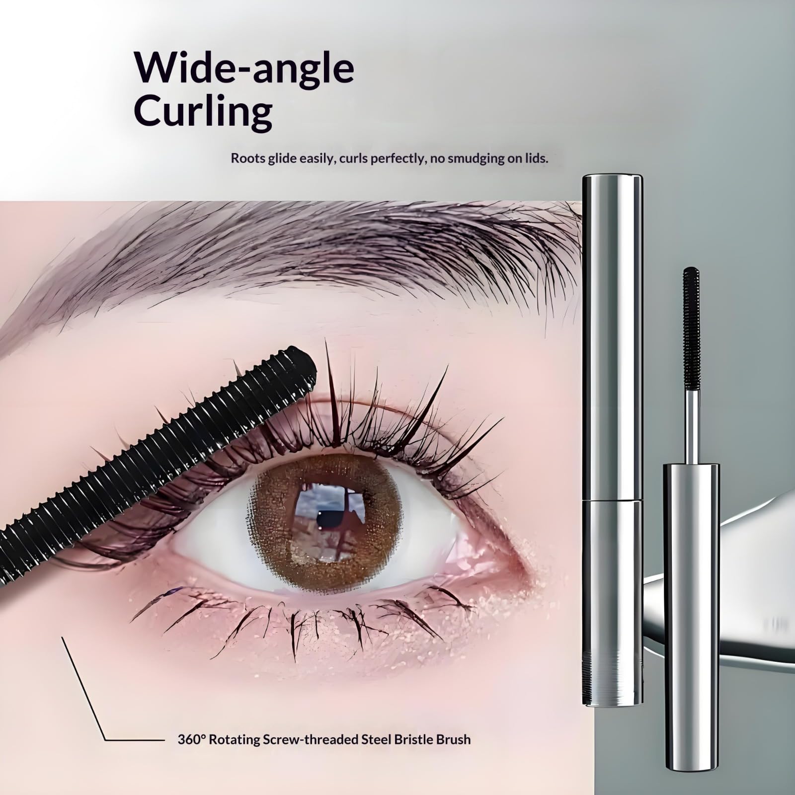 Mascara – Due pacchi,Materiale Della Spazzola In Metallo Naturale,Mascara super volumizzante e allungante,Allunga Le Ciglia,allungamento e volume a lunga tenuta per 24 ore