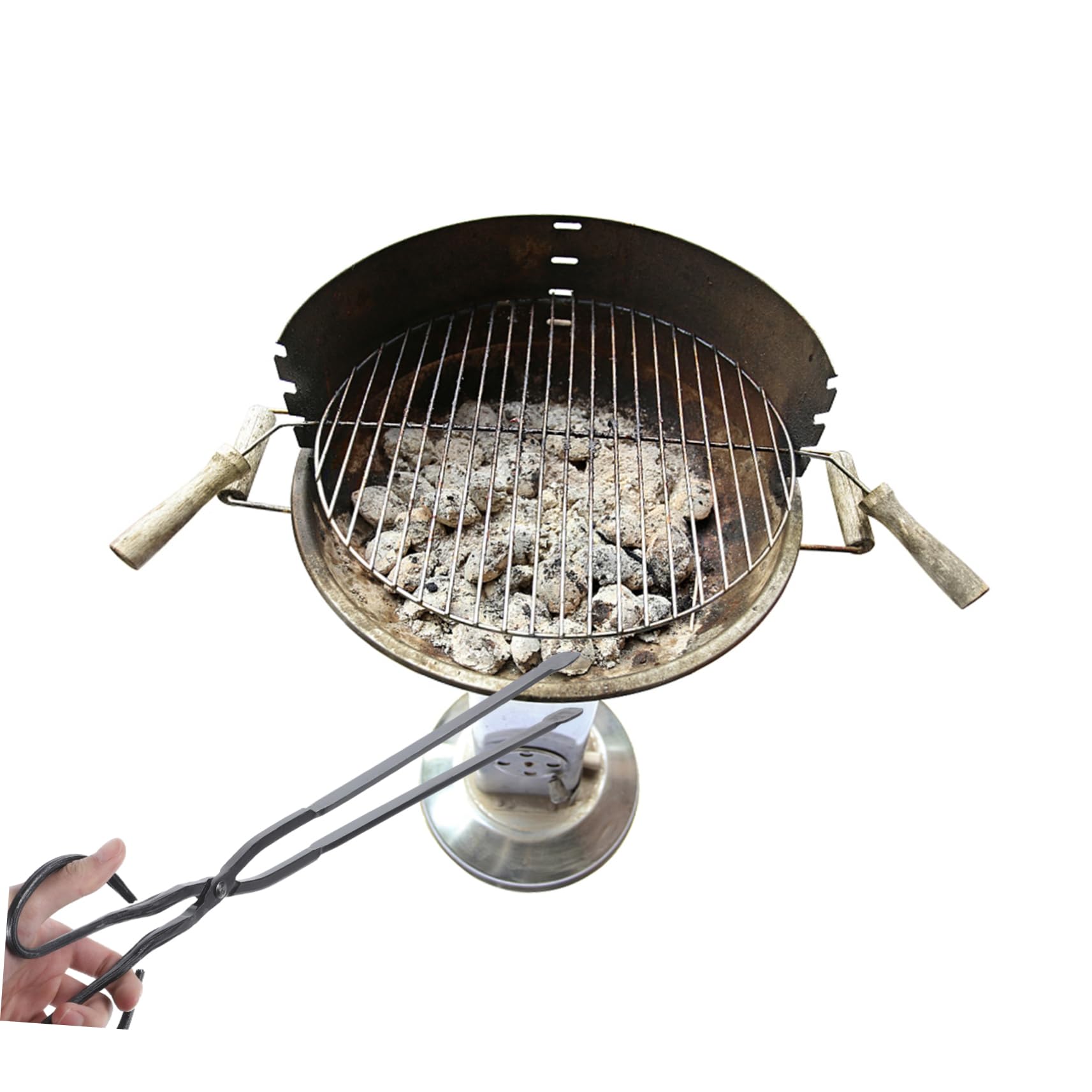 Toddmomy 2 Piezas Pinzas Largas de Hierro para y Herramienta Portátil para Barbacoa y Limpieza al Aire Accesorio Resistente para y Fogatas Domésticas