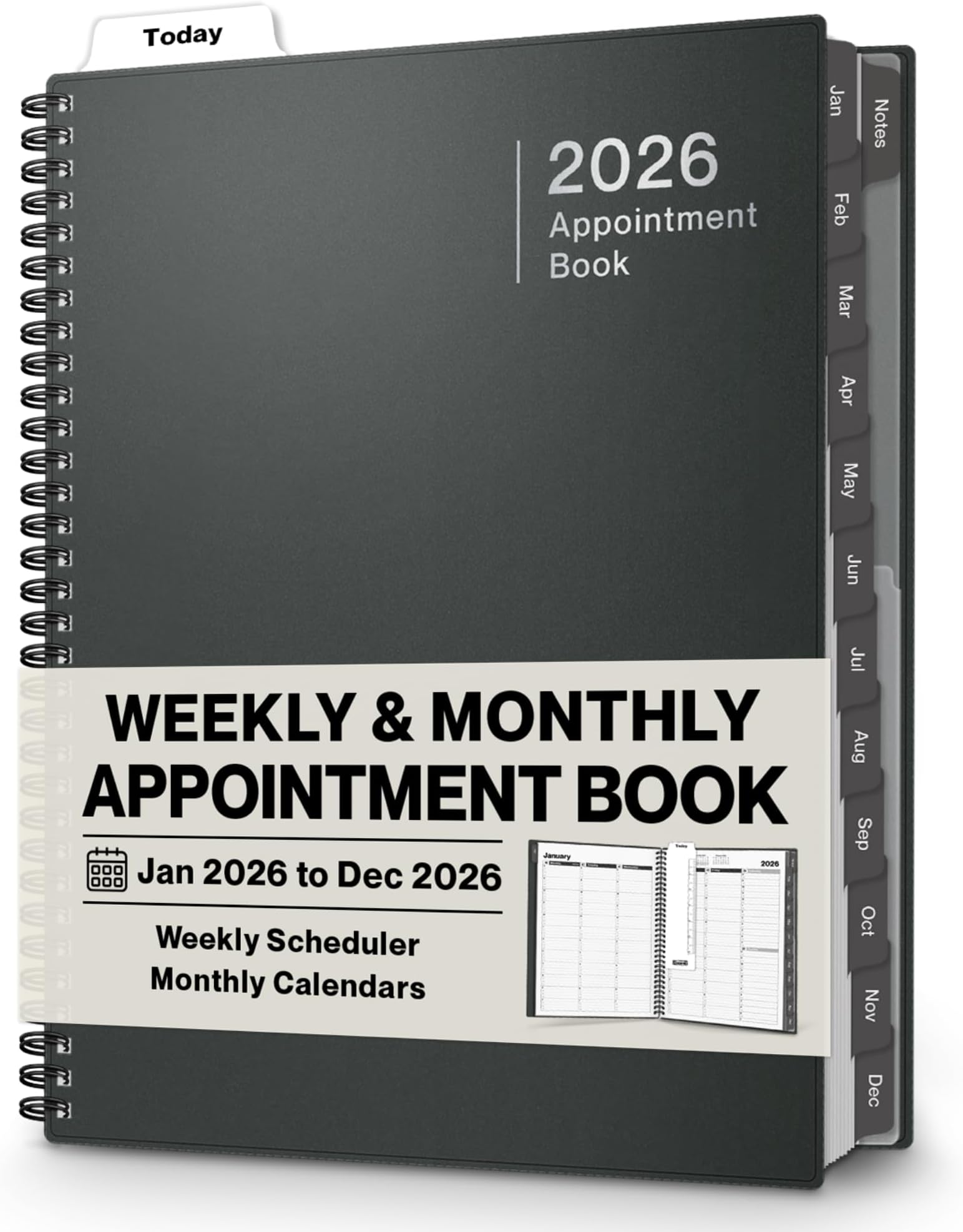 Dunwell Weekly Appointment Book 2023-2024 (8.5x11), June 2023 to June 2024, Hourly Planner with 15 Minute Time Blocks, 8.5 x 11 Planner Daily, Weekly & Monthly, Laminated Monthly Tabs, Spiral Bound