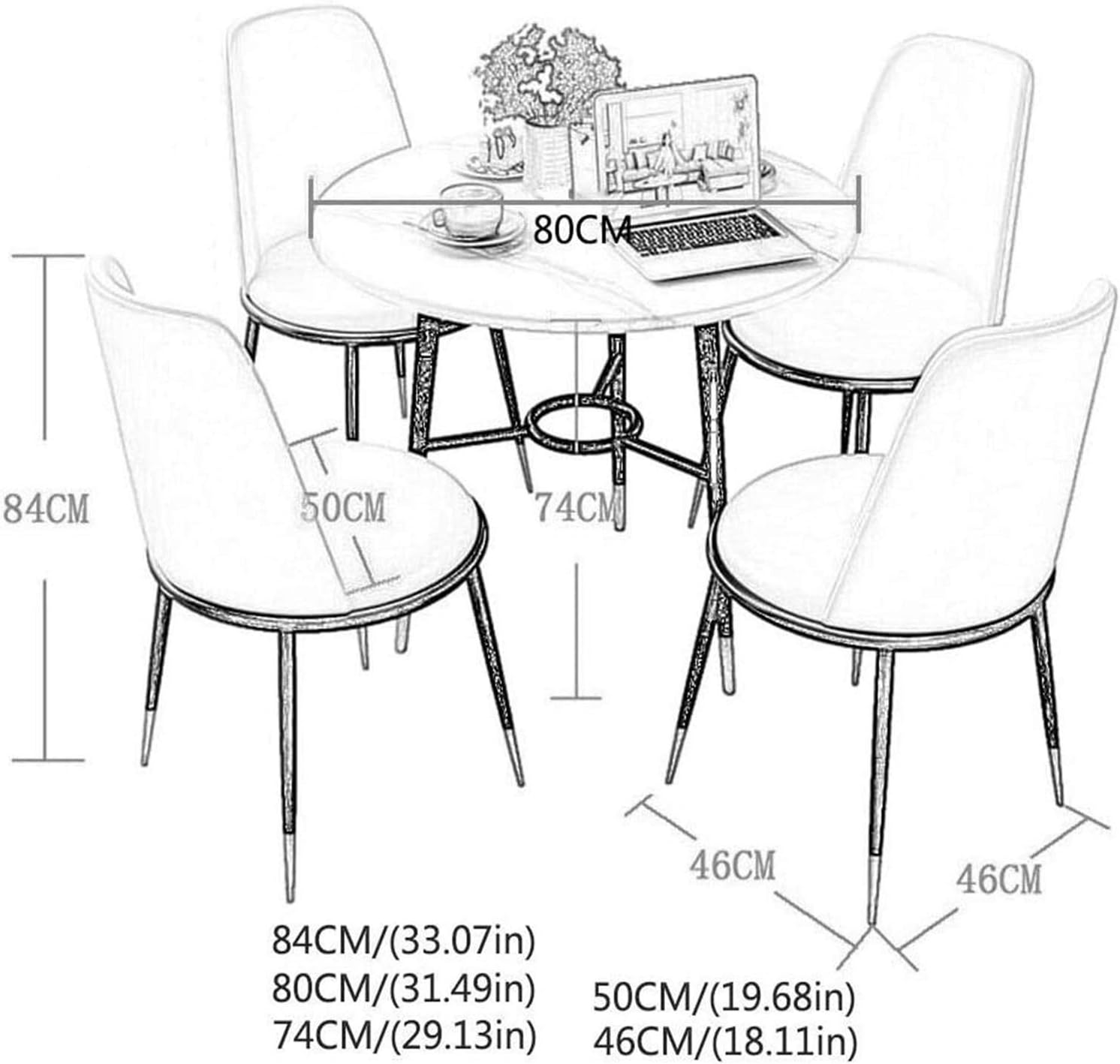 Living Room Table and Chair Set Nordic Modern Minimalist Style Round Table Bedroom Study Outdoor Leisure Garden Balcony Kitchen Dining Table (Color : Orange) (Dark Gray)