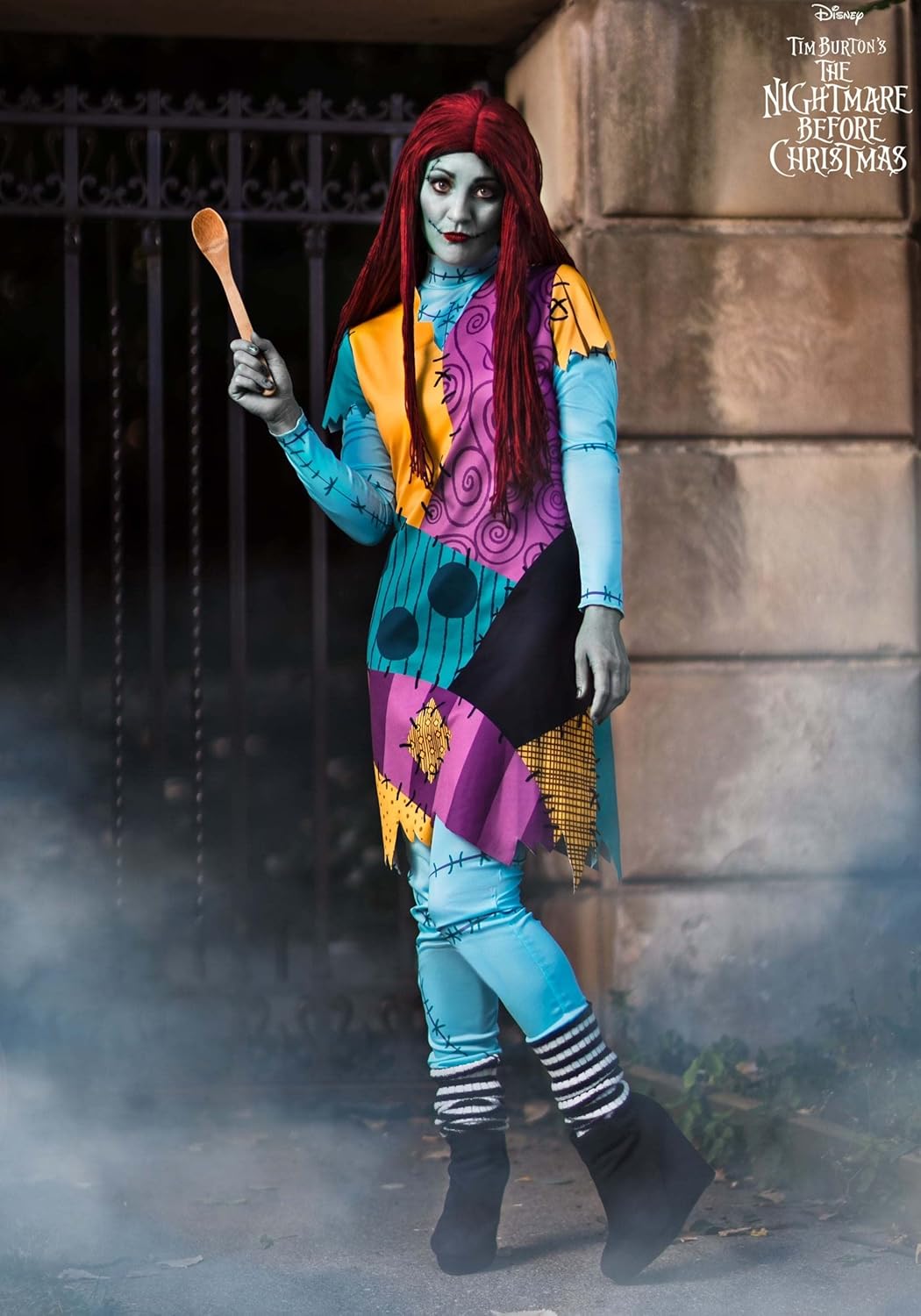 Adult Deluxe Sally Costume | Womens Disney Nightmare Before Christmas Full Outfit w/Dress, Wig, Leggings & Leg Warmers
