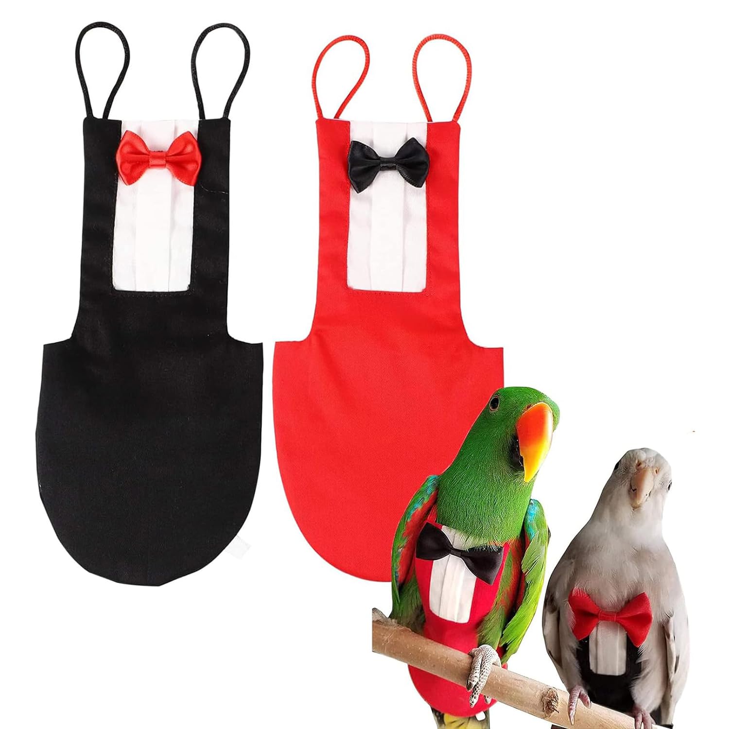 Joyzzz Parrot Diaper, 2 Pack XL Washable Parrot Flight Suit, Breathable Bird Clothes, Parrot Diapers Bird Flight Suite, Bird Clothes for Parrot Macaw, African Grey Budgie Parakeet, Cockatoos