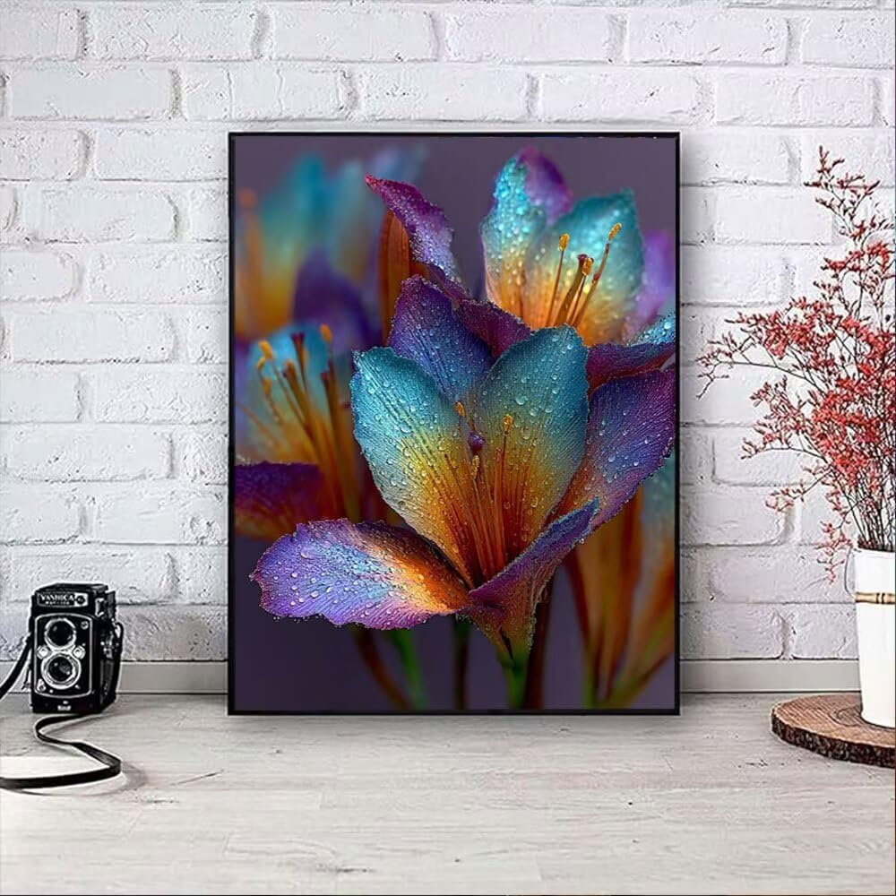Fioletowy Kwiat Diament Malarstwo Zestawy Dla Dorosłych, 5D Okrągłe Diamenty Malowanie Dzieci Malarstwo, Diamant Sztuka Haft Cross Stitch Obrazy, Mozaika Do Dekoracji Ściany 90x120cm HJ8-665