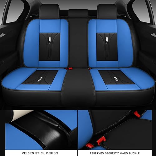 Miniatura 16 de INZU Lindas fundas de cuero para asientos delanteros y traseros, para sedán, SUV, 5 asientos, juego completo de ajuste universal (negro y rosa)