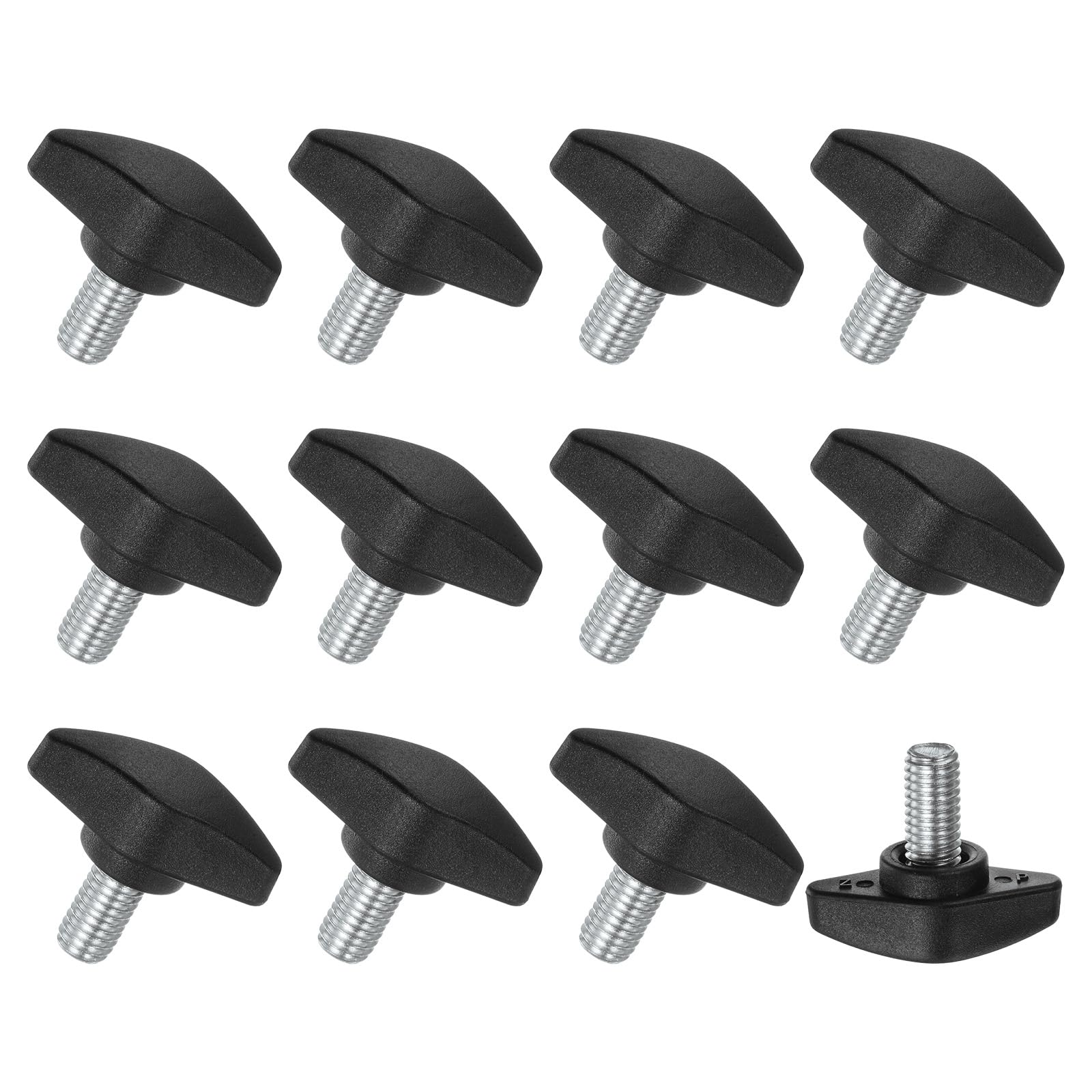 M METERXITY 12-Pack Thumb Screws, M8x14mm Tee Wing Knobs, Plastic T Handles Clamping Knob for Woodworking/Machinery/Equipment