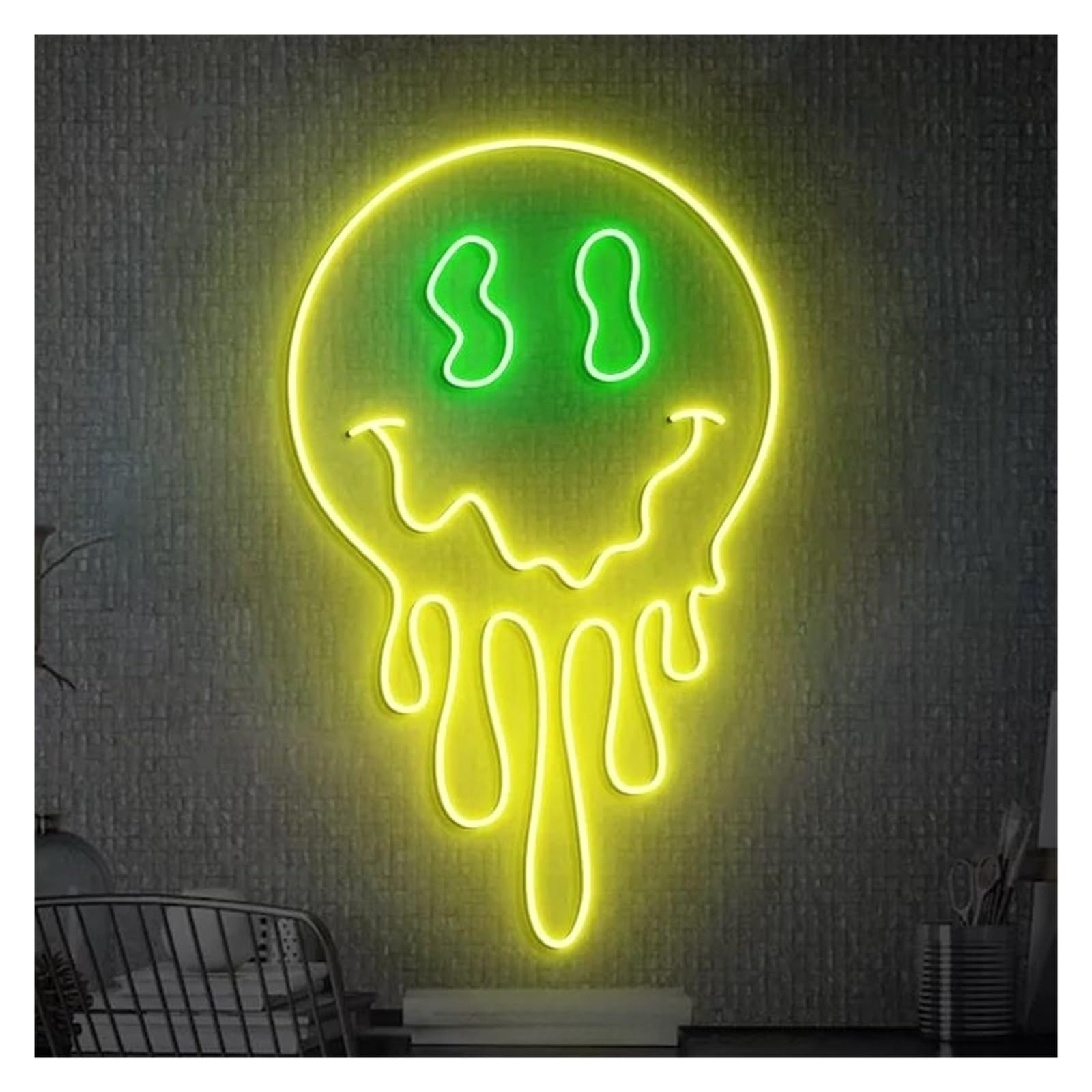 Lemst B Signs Lamp Smile Face Neon Sign For Kids Edroom Game Room Ar Irthday Wall Art Decor Night Light Dimmable Us Powered 40Cmx22cm(B)