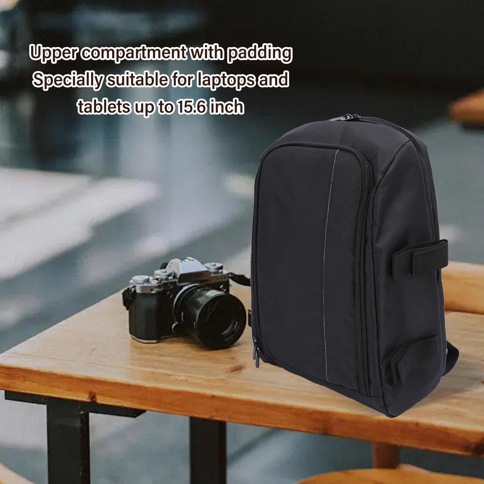 Lekki plecak na aparat, lustrzanka cyfrowa DSLR, lustrzanka, torba na laptopa 15,6 cala, do podróży, z osłoną przeciwdeszczową, wyjmowaną przegrodą