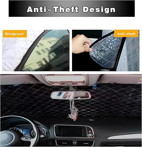 Miniatura 5 de 1 cubierta de nieve para espejo retrovisor, 57.87 x 47.24 pulgadas, parasol ultrasónico de absorción fuerte, cubierta universal de privacidad a