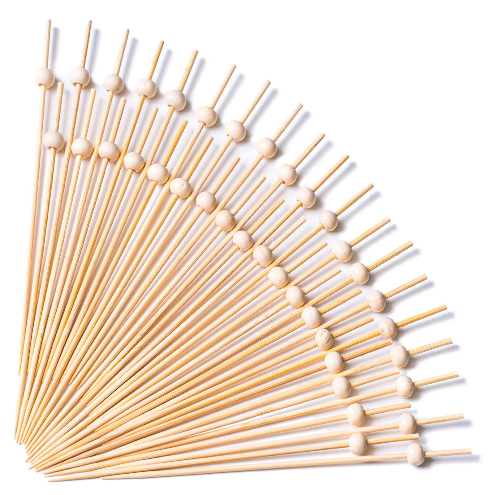 PuTwo Cocktail Picks 4.7 Inch 200pcs Bamboo Fancy Skewers Toothpicks for Appetizers Wooden Ball Toothpicks for Food Drink Fruit Sandwich BBQ Charcuterie Boards Accessories Birthday Party Supplies