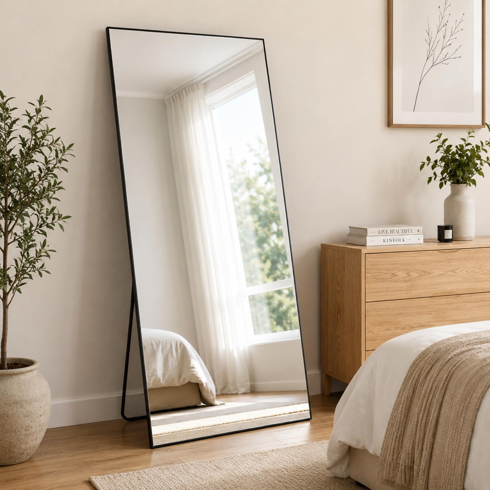 Gr8 Home Black Large 165X60cm Full Length Floor Mirror Framed Freestanding Bedroom Mirror