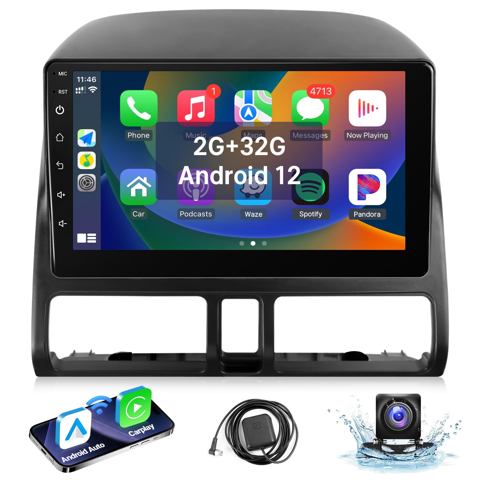 Leadfan Android Car Stereo Radio for Honda CRV 2002 2003 2004 2005 2006 with Wireless Carplay Android Auto 9'' Touch Screen in-Dash Bluetooth WiFi GPS Navigation Unit Mirror Link SWC Backup Camera